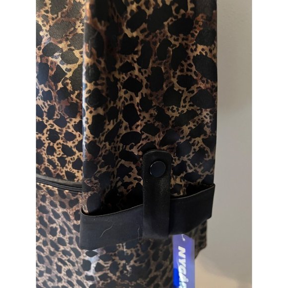 Nygard Jacket M Medium Black Brown Gold Animal Print Rolled Cuff Lightweight NWT - Picture 10 of 12